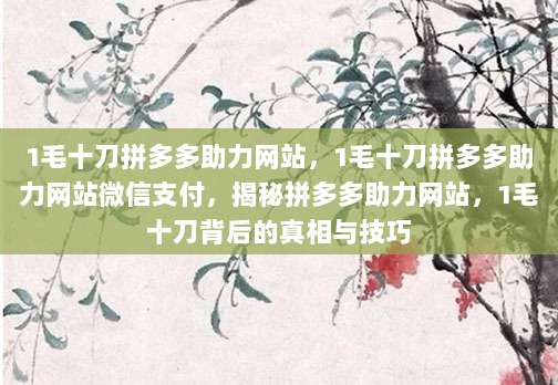 1毛十刀拼多多助力网站，1毛十刀拼多多助力网站微信支付，揭秘拼多多助力网站，1毛十刀背后的真相与技巧