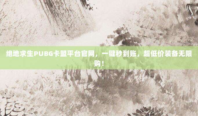 绝地求生PUBG卡盟平台官网，一键秒到账，超低价装备无限购！
