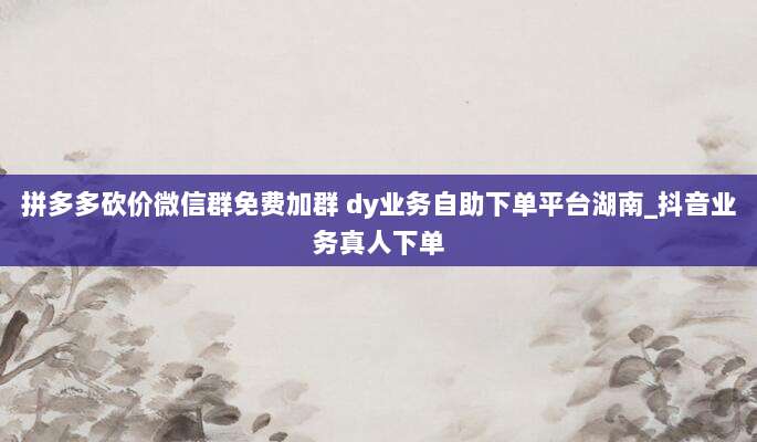 拼多多砍价微信群免费加群 dy业务自助下单平台湖南_抖音业务真人下单