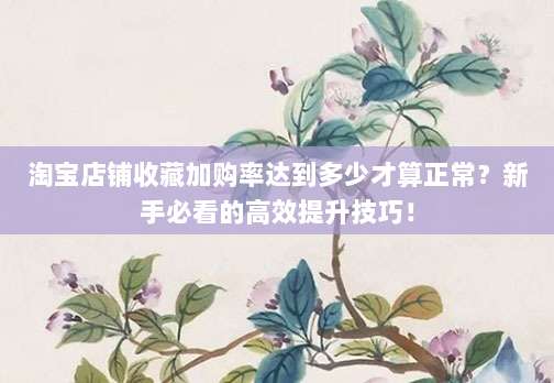 淘宝店铺收藏加购率达到多少才算正常？新手必看的高效提升技巧！