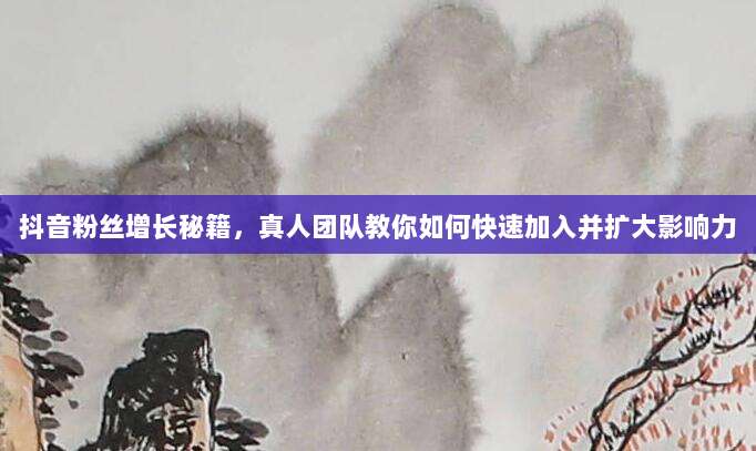 抖音粉丝增长秘籍，真人团队教你如何快速加入并扩大影响力