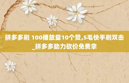 拼多多刷 100播放量10个赞,5毛快手刷双击_拼多多助力砍价免费拿
