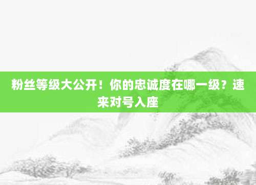 粉丝等级大公开！你的忠诚度在哪一级？速来对号入座