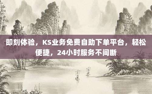 即刻体验，KS业务免费自助下单平台，轻松便捷，24小时服务不间断