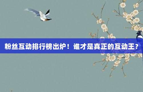 粉丝互动排行榜出炉！谁才是真正的互动王？