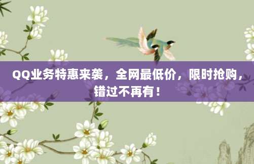 QQ业务特惠来袭，全网最低价，限时抢购，错过不再有！