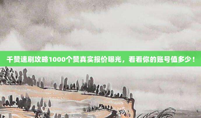 千赞速刷攻略1000个赞真实报价曝光，看看你的账号值多少！