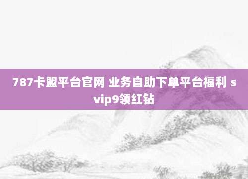 787卡盟平台官网 业务自助下单平台福利 svip9领红钻