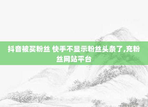 抖音被买粉丝 快手不显示粉丝头条了,充粉丝网站平台